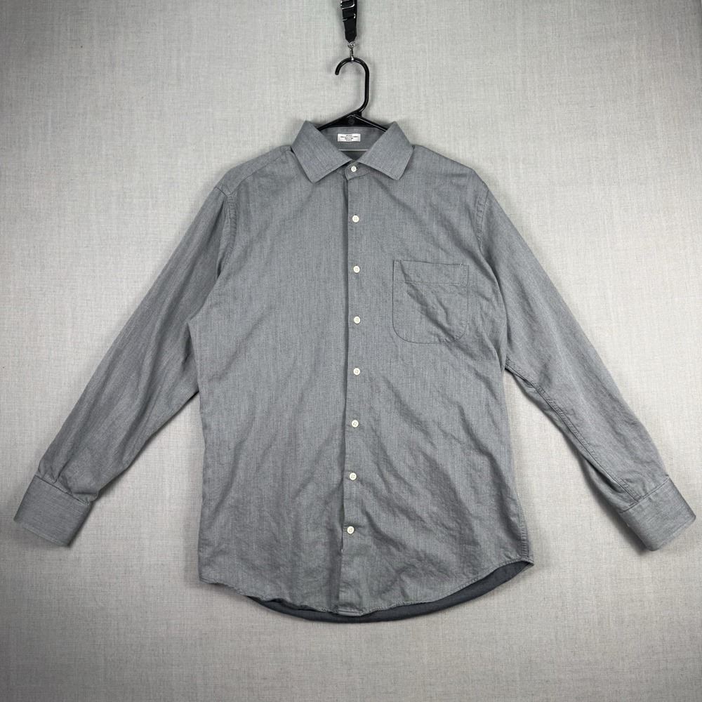 Peter Millar Shirt Men's Size Medium Gray Crown Fleece Cotton Silk Long Sleeve